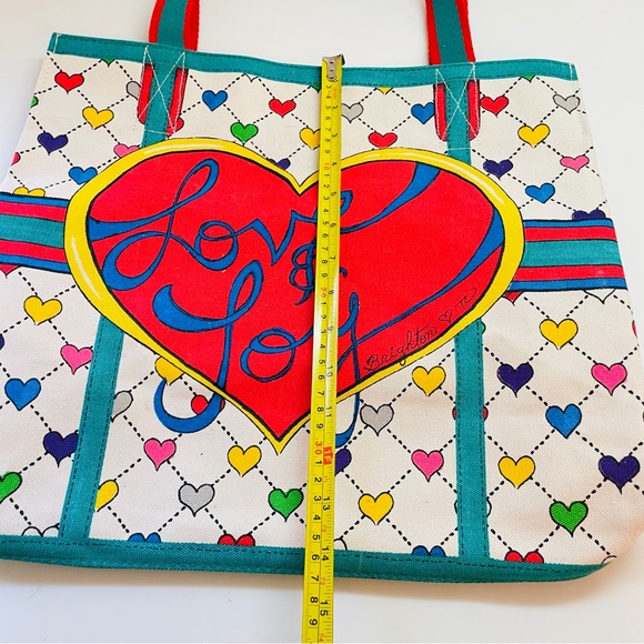 Brighton Love & Joy Canvas Tote Bag Christmas Elf Hearts Shoulder Handbag - Picture 12 of 13